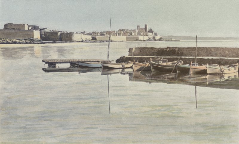 Antibes, volde og gamle slot, udsigt fra havnen af French Photographer