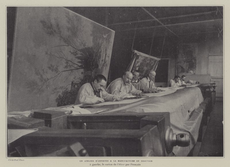 Kunstnerværksted på Beauvais Tapestry Manufacture, Frankrig (s/h foto) af French Photographer