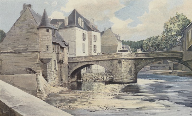 Aubusson, Pont de la Terrade, på Creuse, nedstrøms udsigt af French Photographer