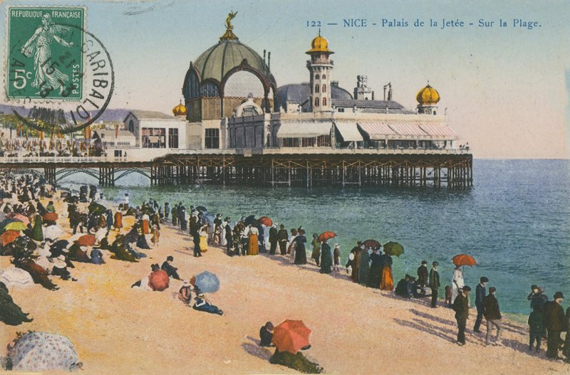 Strand og Palais de la Jetee, Nice. Postkort sendt i 1913. af French Photographer
