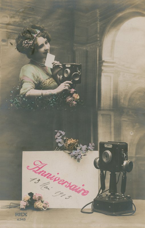 Fødselsdagsønsker postkort sendt i 1913 (håndfarvet foto) af French Photographer