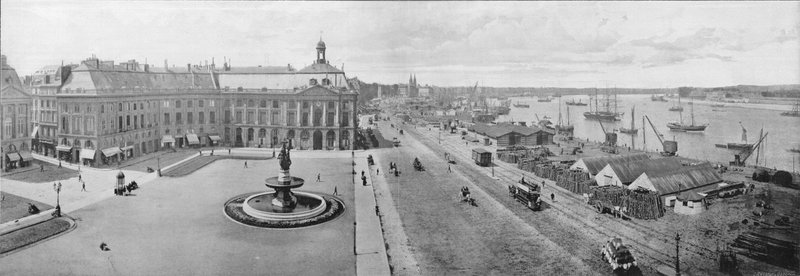 Bordeaux - Børsen og havnen (s/h-billede) af French Photographer