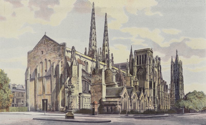 Bordeaux, Cathedrale St-Andre, ensemble S E og Tour Pey-Berland af French Photographer