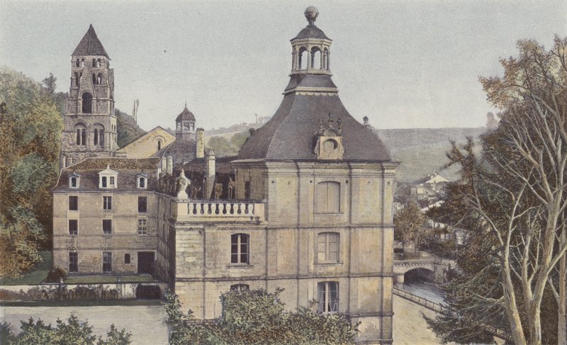 Brantome, Ensemble du Monastere, Cote O (rådhus og skole) af French Photographer