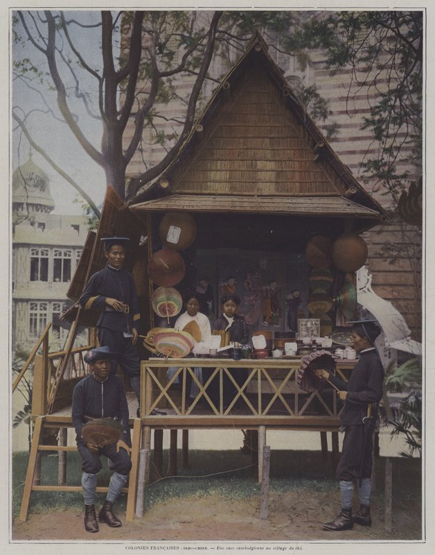 Cambodjaansk hytte ved Exposition Universelle 1900, Paris (farvefoto) af French Photographer