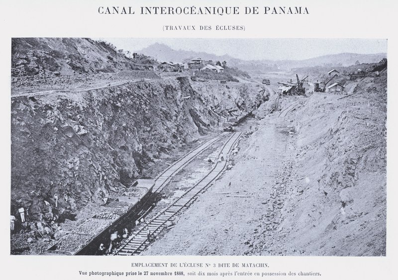 Panama Interoceanic Canal, Lock Works (bw-billede) af French Photographer