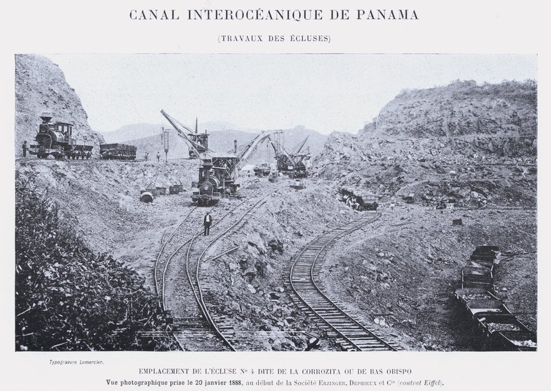 Panama Interoceanic Canal, Lock Works (bw foto) af French Photographer