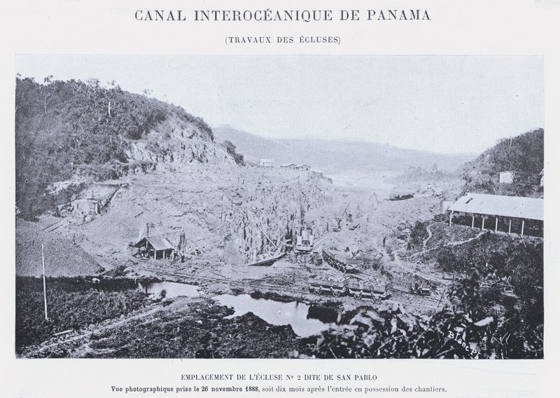 Panama Interoceanic Canal, Lock Works (bw-billede) af French Photographer