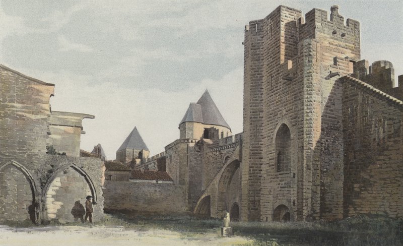 Carcassonne Cite, Cote S Tour Saint-Nazaire (før fuldstændig restaurering) af French Photographer