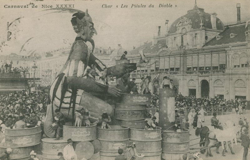Dejligt karneval, Char, Les Pilules du Diable. Postkort sendt i 1913. af French Photographer