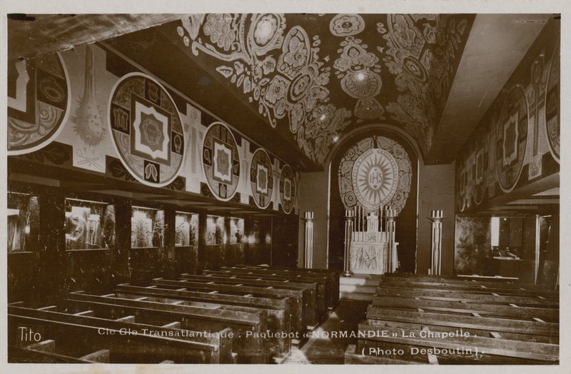 Kapel om bord på dampbåden, la Normandie. Postkort sendt i 1913. af French Photographer