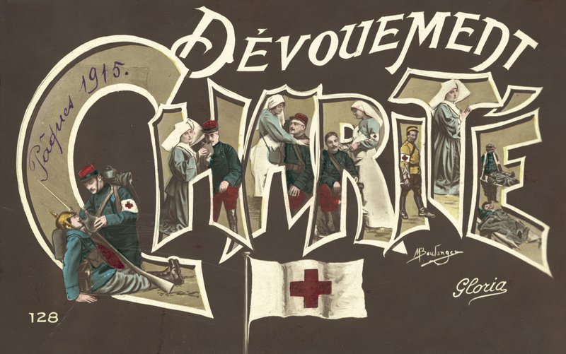 Velgørenhed, sygepleje, i WW1 (farvefoto) af French Photographer
