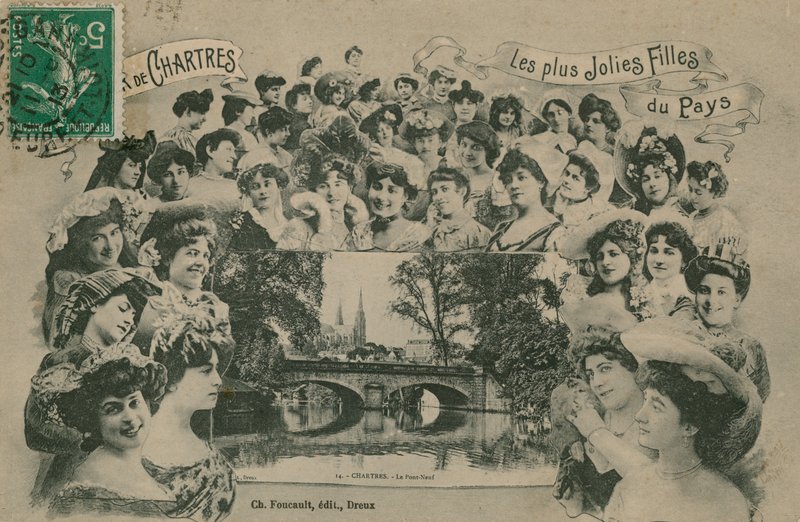 Chartres, de smukkeste piger i regionen. Postkort sendt i 1913. af French Photographer