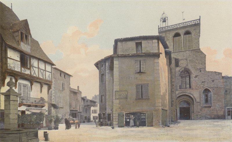 Courpiere, Kirke, facade O og Square af French Photographer