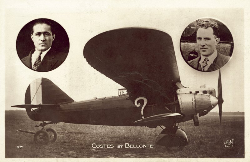 Dieudonne Costes og Maurice Bellonte, franske flyvere (s/h-billede) af French Photographer
