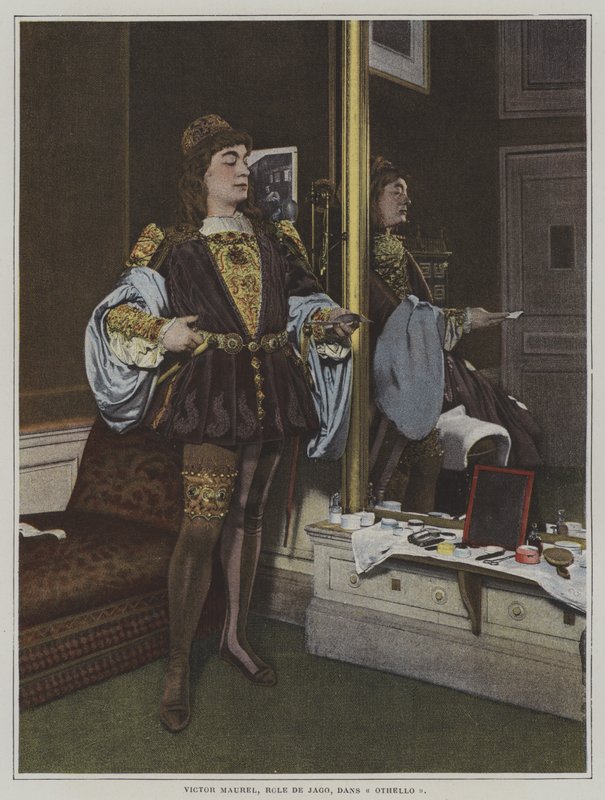 Den franske baryton Victor Maurel som Iago i Giuseppe Verdis opera Otello (farvefoto) af French Photographer