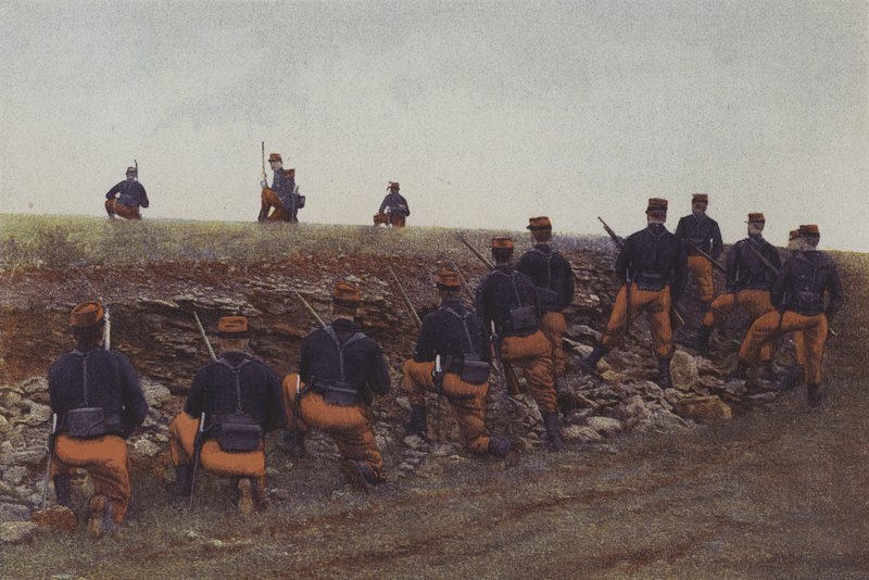 Fransk infanteri på manøvrer (farvefoto) af French Photographer