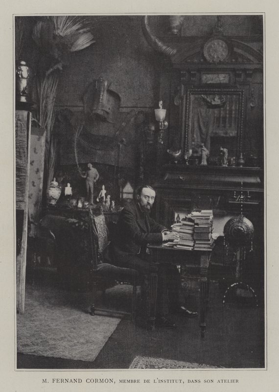 Fransk maler Fernand Cormon i sit atelier (farve litho) af French Photographer