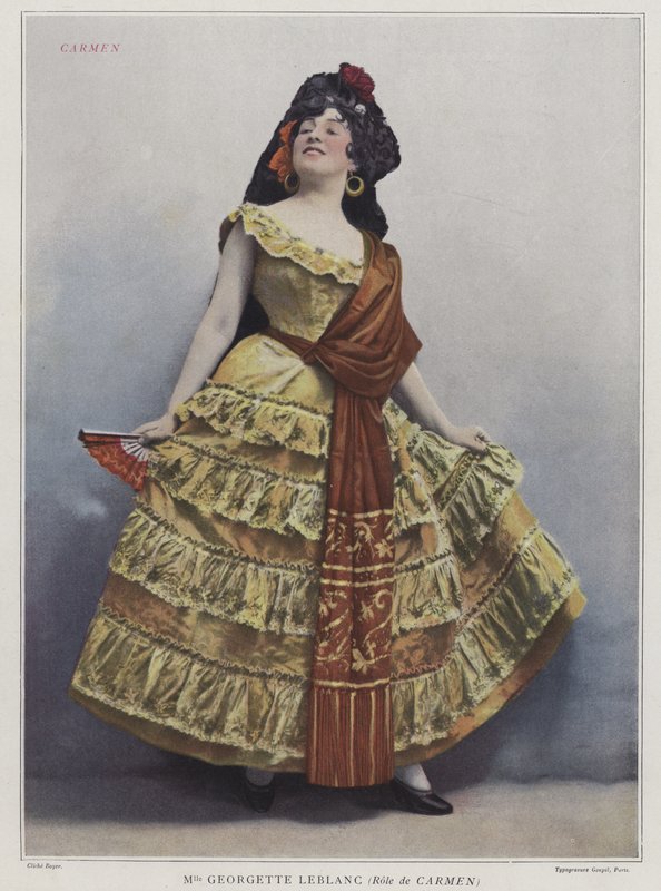 Georgette Leblanc som Carmen, 1899 (farvet foto) af French Photographer
