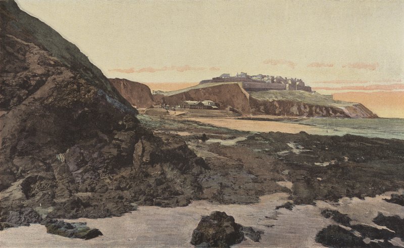 Granville, den øvre by og stranden af French Photographer
