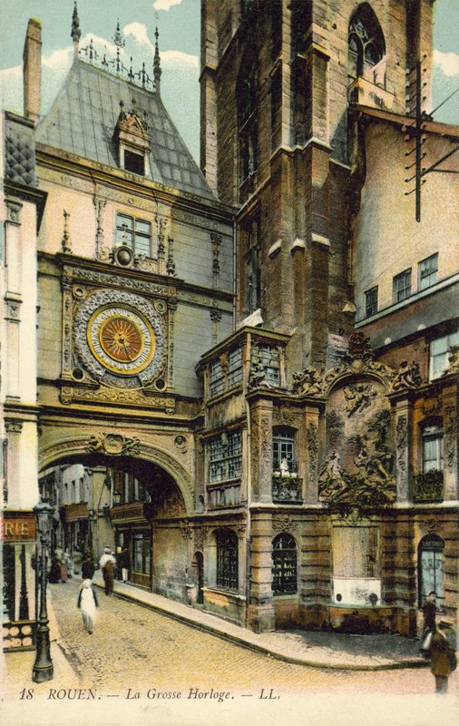 Gros Horloge, Rouen (farvefoto) af French Photographer