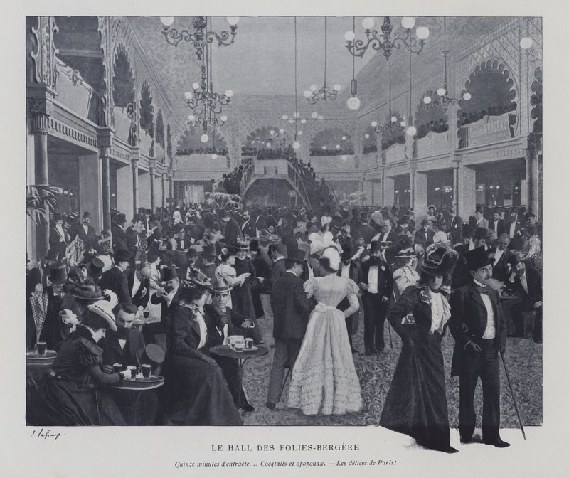 Hall of the Folies Bergere, Paris, i en pause (s/h foto) af French Photographer