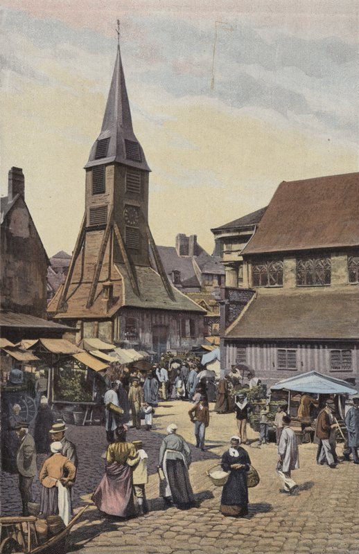 Honfleur, Place du Marche og Sainte-Catherine-kirken af French Photographer