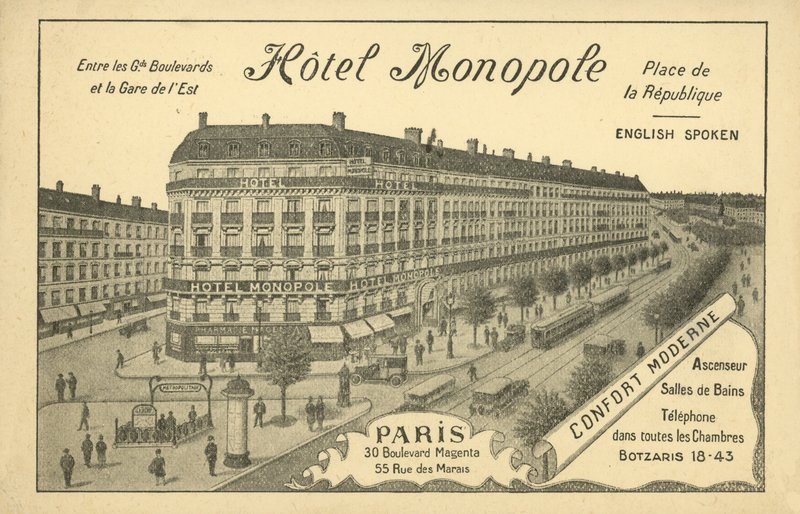 Hotel Monopole, Paris (litho) af French Photographer