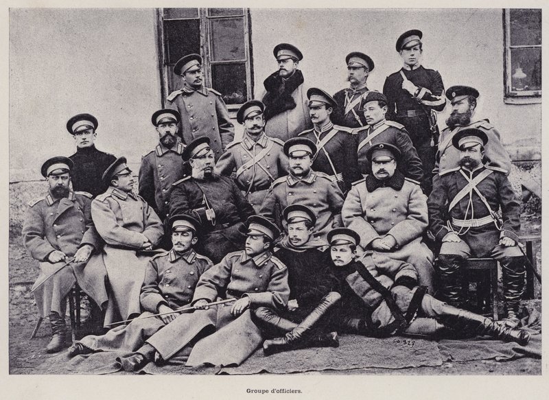 Den russiske hær: Gruppe af officerer (s/h foto) af French Photographer