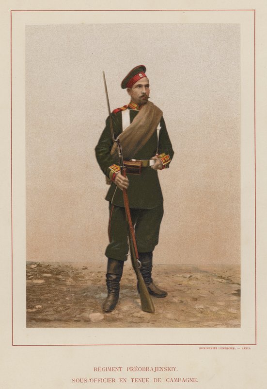 Den russiske hær: Regiment Preobrajenskiy, underofficer i feltkjole (foto) af French Photographer
