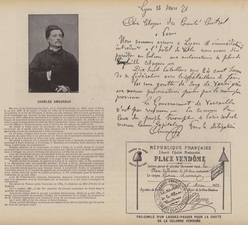 Pariserkommunen, Charles Amouroux, fax af et pas til Vendomesøjlens fald (s/h-foto) af French Photographer