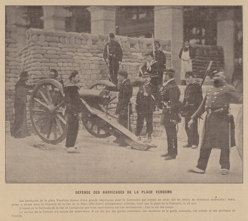 Pariserkommunen, forsvar af barrikaderne på Place Vendome (s/h-billede) af French Photographer