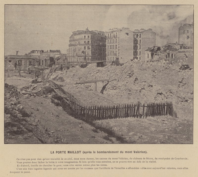 Pariserkommunen, La Porte Maillot, efter bombningen af ​​Mont Valerien (s/h-foto) af French Photographer