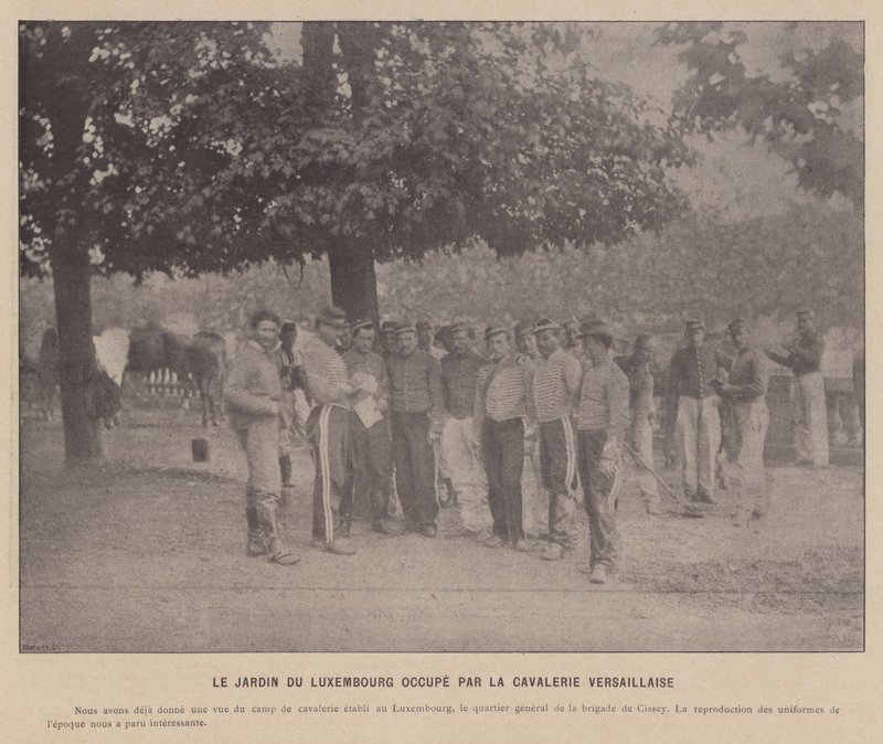 Pariserkommunen, Jardin Du Luxembourg besat af Versailles kavaleri (s/h foto) af French Photographer