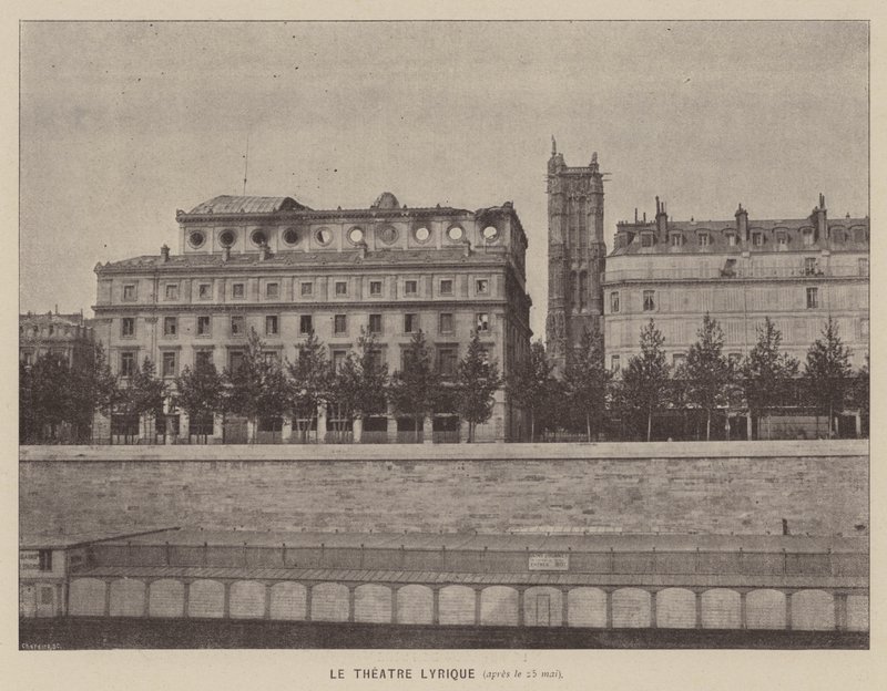 Pariserkommunen, Le Theatre Lyrique, efter 25. maj (s/h-foto) af French Photographer