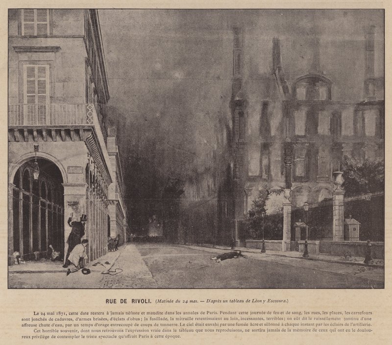 Pariserkommunen, Rue De Rivoli, Matinée den 24. maj (s/h-foto) af French Photographer