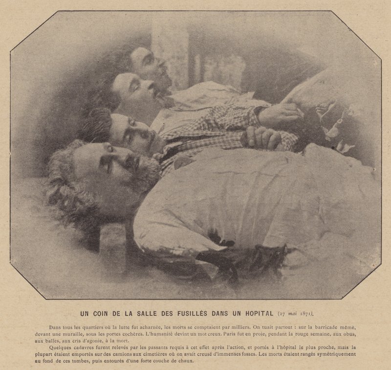 Pariserkommunen, et hjørne af våbenrummet på et hospital, 27. maj 1871 (s/hvid-foto) af French Photographer