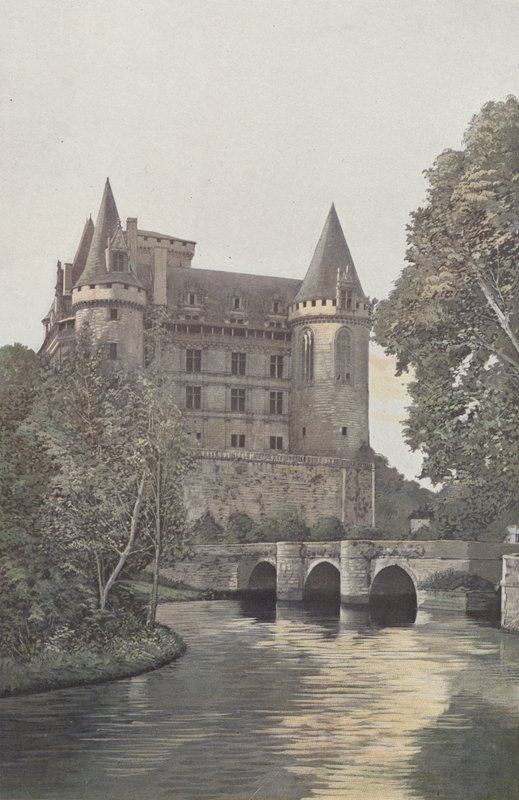 La Rochefoucauld, Chateau, Udsigt taget fra bredden af ​​Tardoire af French Photographer