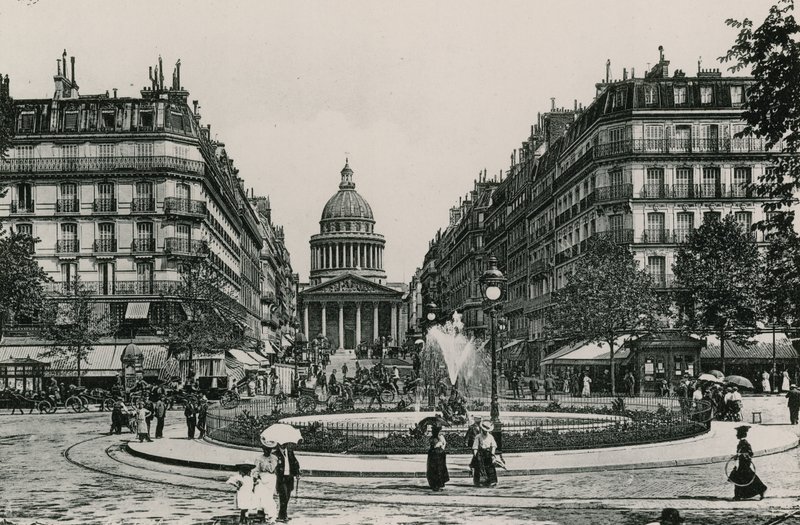 La Rue Soufflot et le Pantheon, The Soufflot Street og Pantheon (fotogravering) af French Photographer