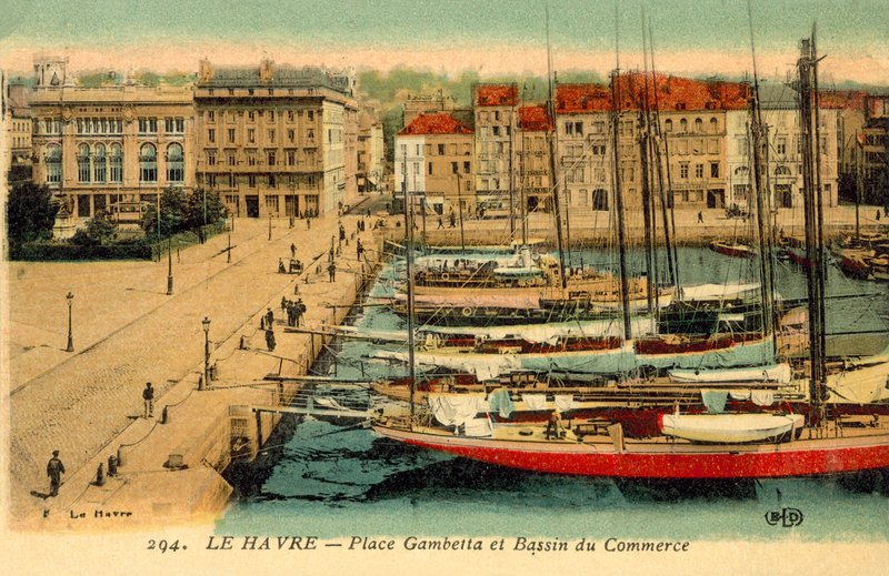Le Havre, Gambetta-pladsen, handelsbassinet af French Photographer