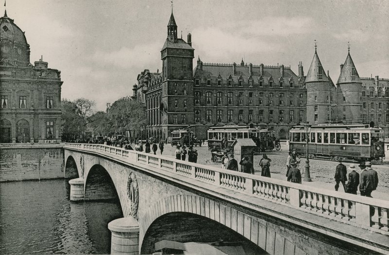 Pont au Change og Palais de Justice, Pont au Change og Domstolen (fotogravering) af French Photographer