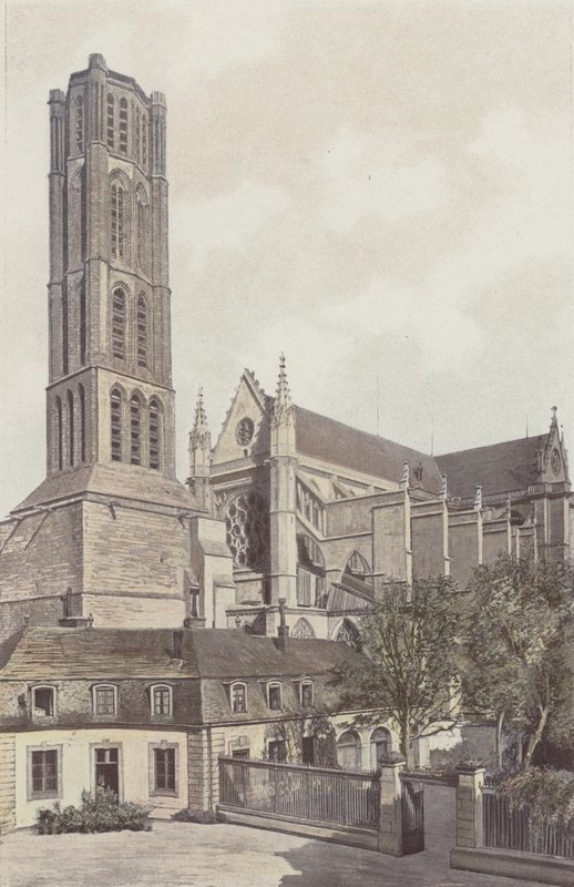 Limoges, St-Etienne Cathedral, Bell Tower og S O Facade (Udsigt taget fra bisperådets indre gårdhave) af French Photographer