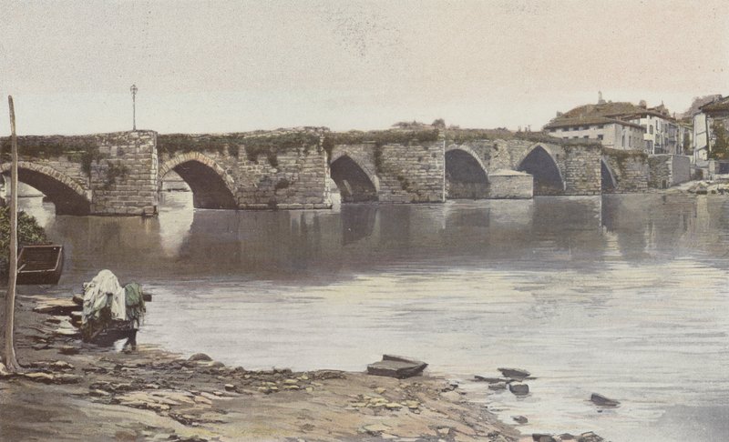 Limoges, Pont Saint-Martial, Udsigt taget opstrøms (venstre bred af Vienne) af French Photographer