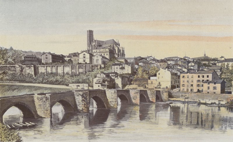 Limoges, generel udsigt, taget opstrøms fra Pont Saint-Etienne (g. bredden af ​​Vienne) af French Photographer