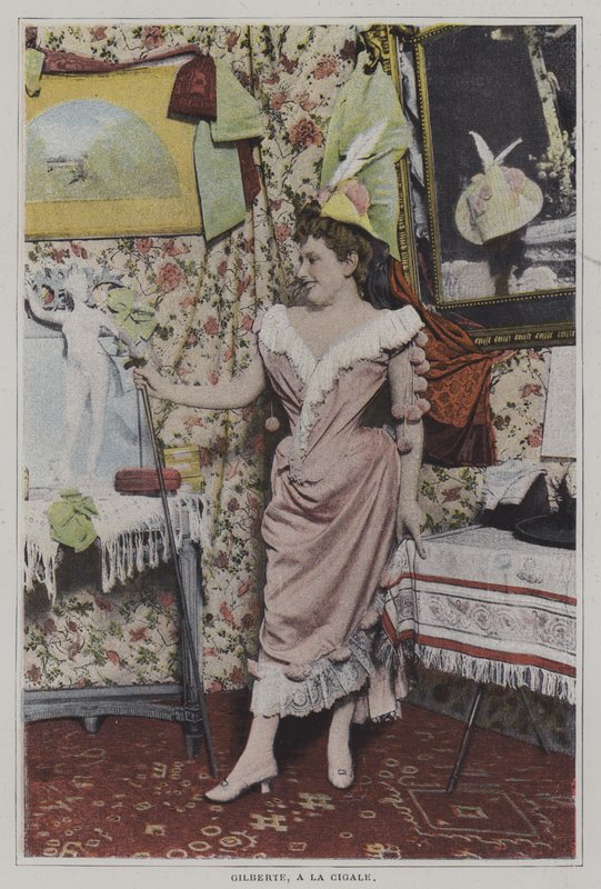 Mademoiselle Gilberte, fransk sangerinde ved La Cigale, Paris (farvefoto) af French Photographer