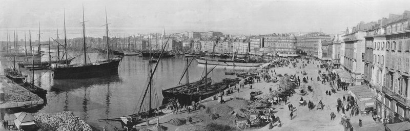 Marseille - Den gamle havn og Quai de la Fraternite (s/h-billede) af French Photographer