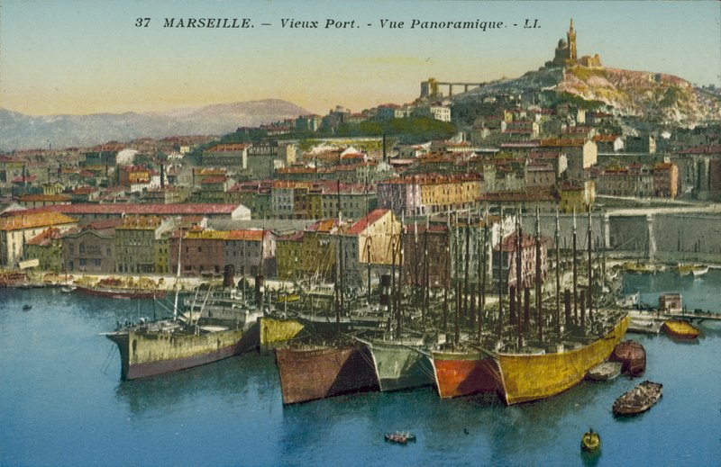 Marseille: Vieux Port, panoramaudsigt (foto i farver) af French Photographer