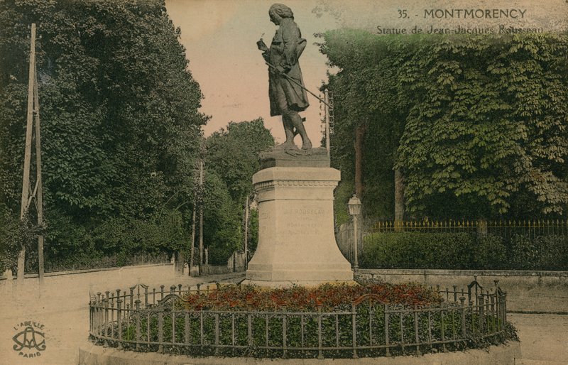 Montmorency - statue af Jean-Jacques Rousseau. Postkort sendt i 1913. af French Photographer