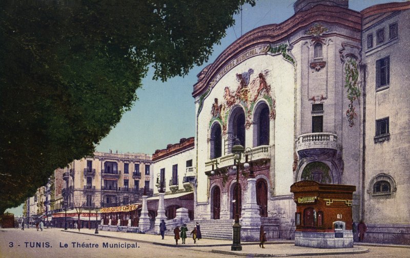 Kommunalt teater, Tunis, Tunesien (farvet foto) af French Photographer