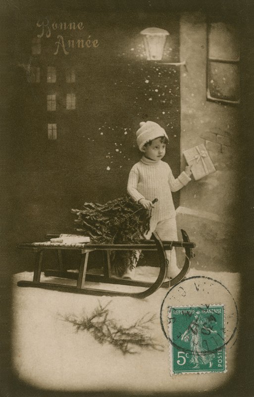 Nytårs lykønskningskort, sendt i 1913 af French Photographer